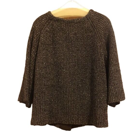Spiegel Women’s Size XL Brown Metallic Chunky 3/4 Bell Sleeve Cardigan - Picture 3 of 9